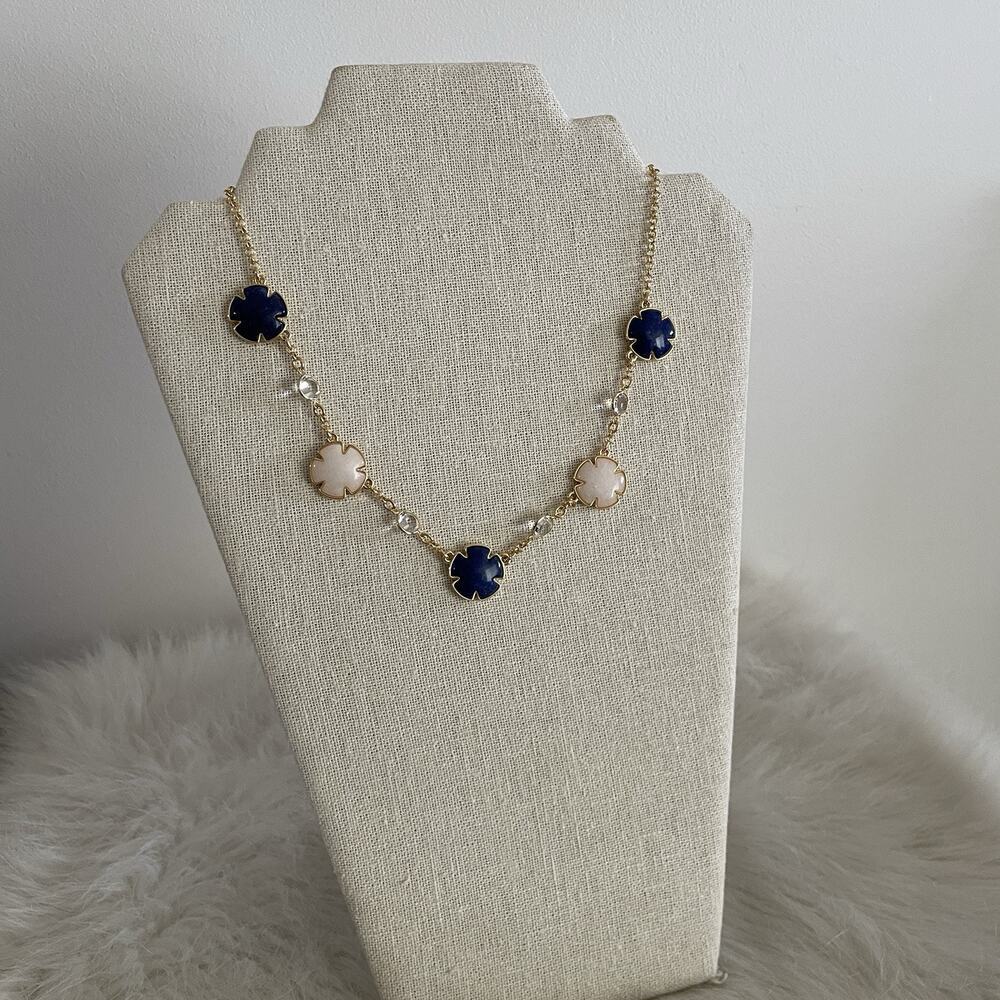 Talbots NWT Semi Previous Gemstone Gold Tone Adjustable Necklace
